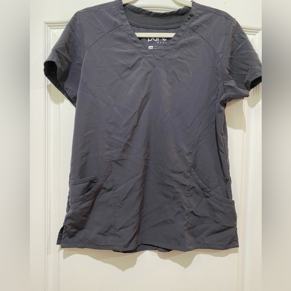 Pure Soft black V-Neck Scrub Top